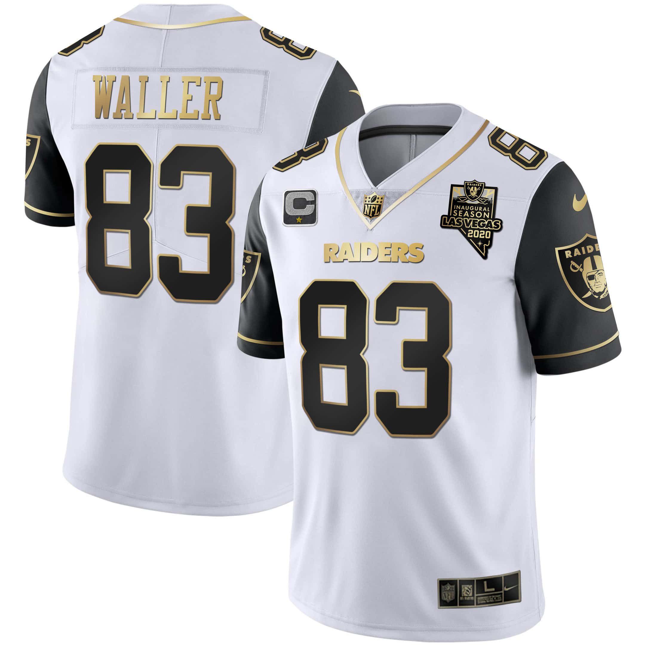 Men Oakland Raiders #83 Waller 2024 Nike Vapor White Gold & Black Inverted Limited NFL Jersey style 1->indianapolis colts->NFL Jersey
